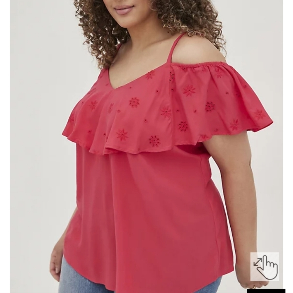 🆕️ MAGENTA SHOULDER RUFFLE TANK - CHALLIS